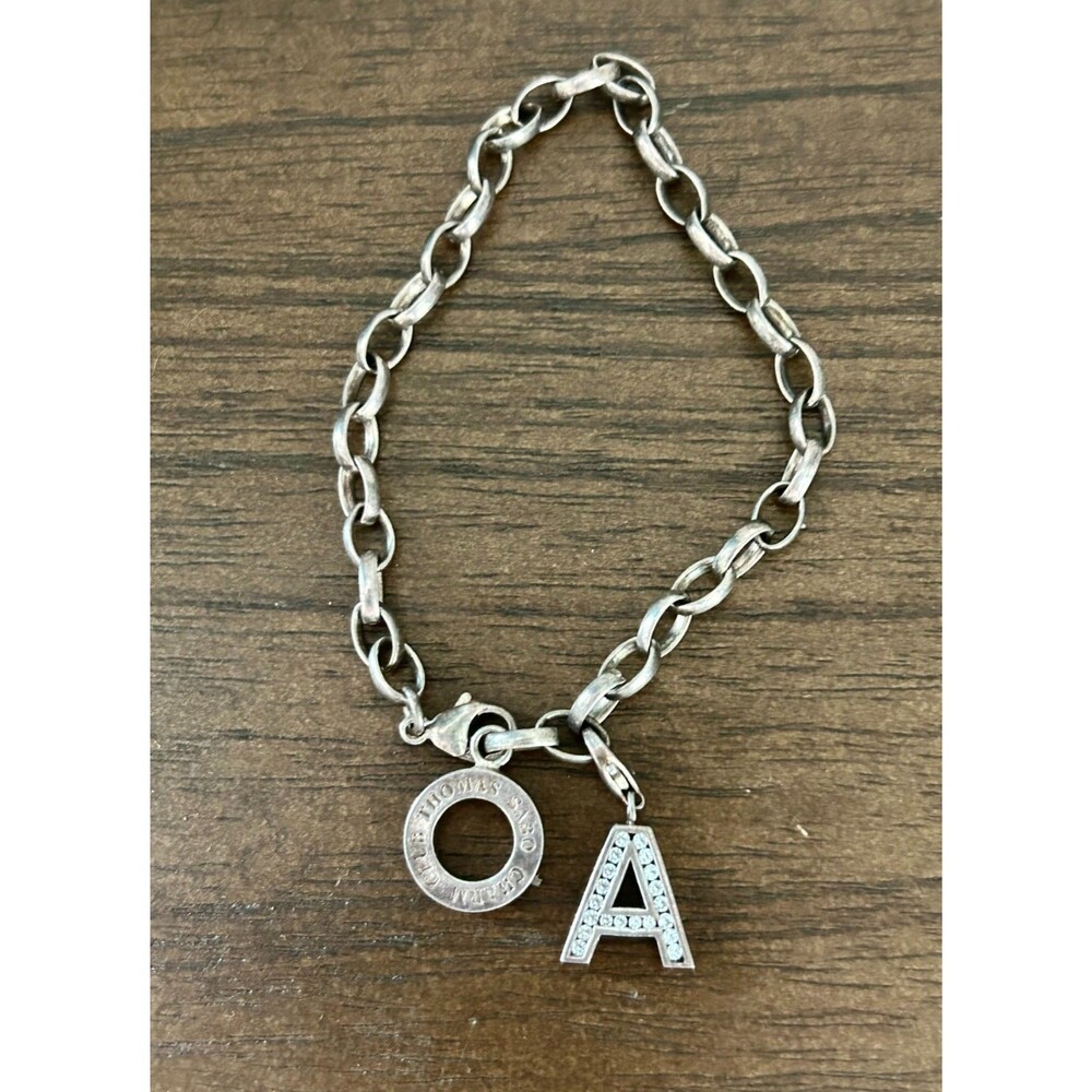 Thomas Sabo Sterling 925 Bracelet - Pave Crystal "A" Silver Letter charm